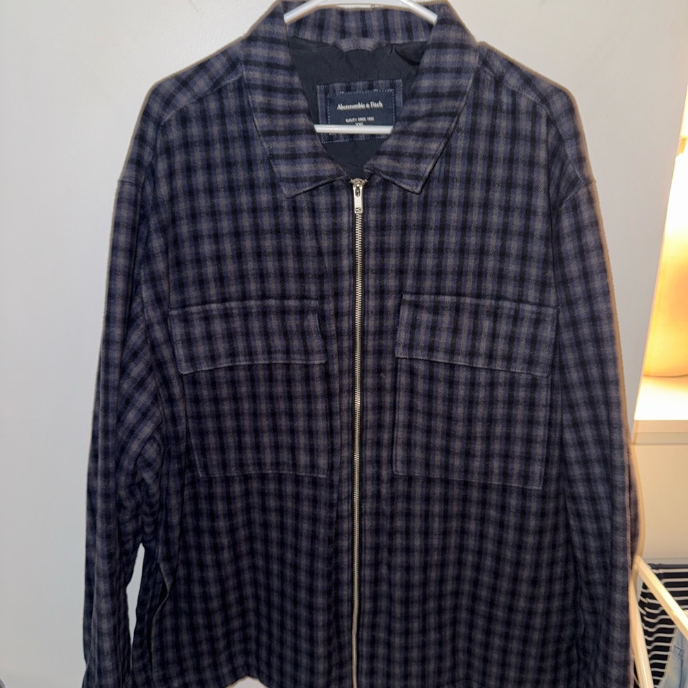 Abercrombie & Fitch Men's Dark Checkered Jacket